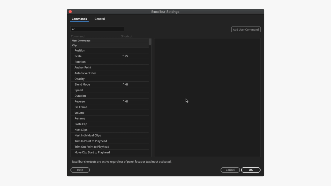 Creazione User Commands Excalibur