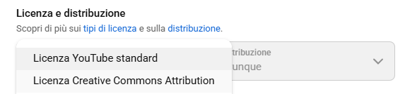 Scelta Licenza YouTube